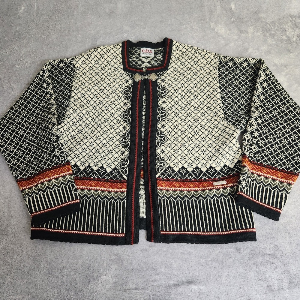 Vtg Oda of Norway Gerd Vikingstad Norwegian Wool Cardigan Sweater Small Denmark